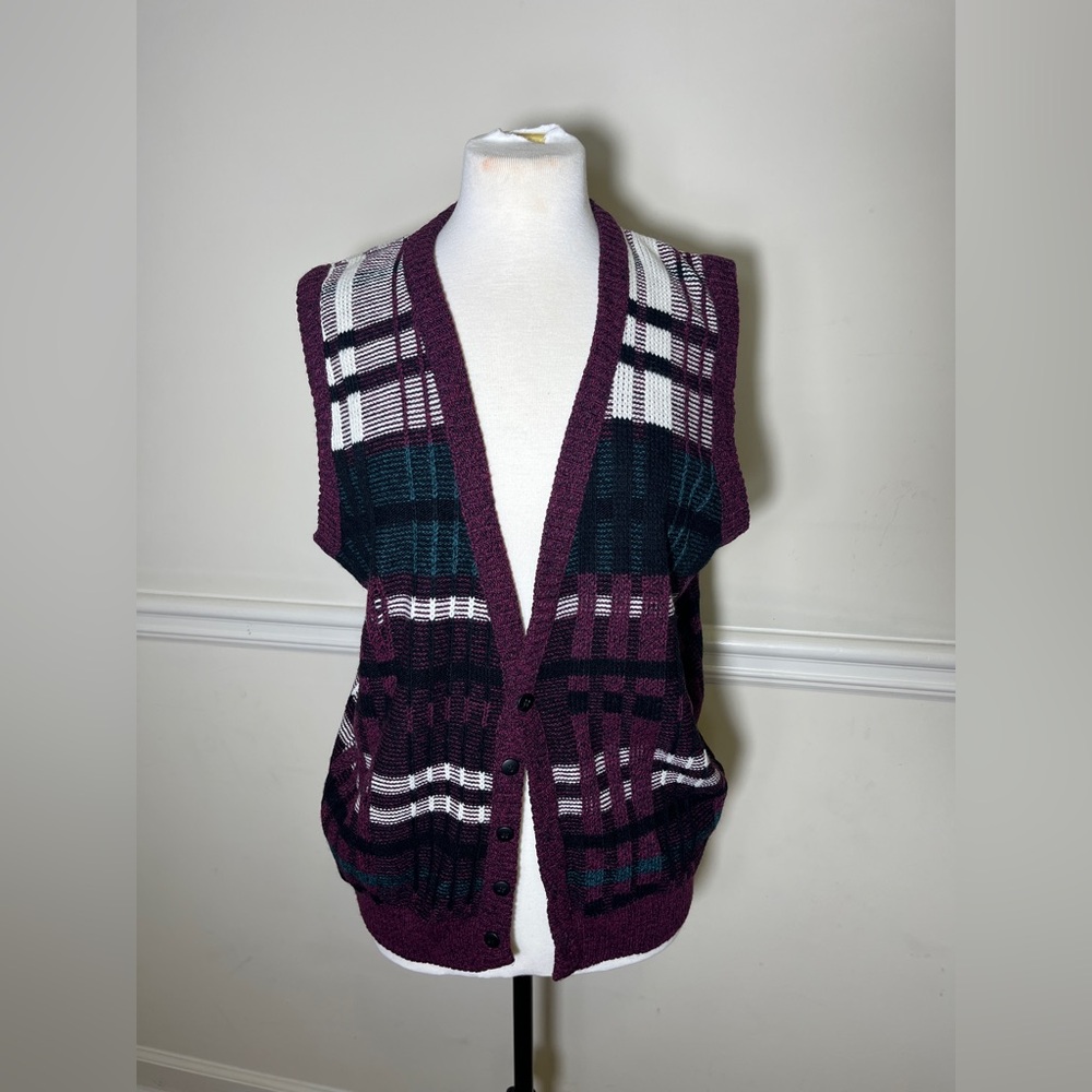 Vintage Plaid Knit Women's Sweater Vest